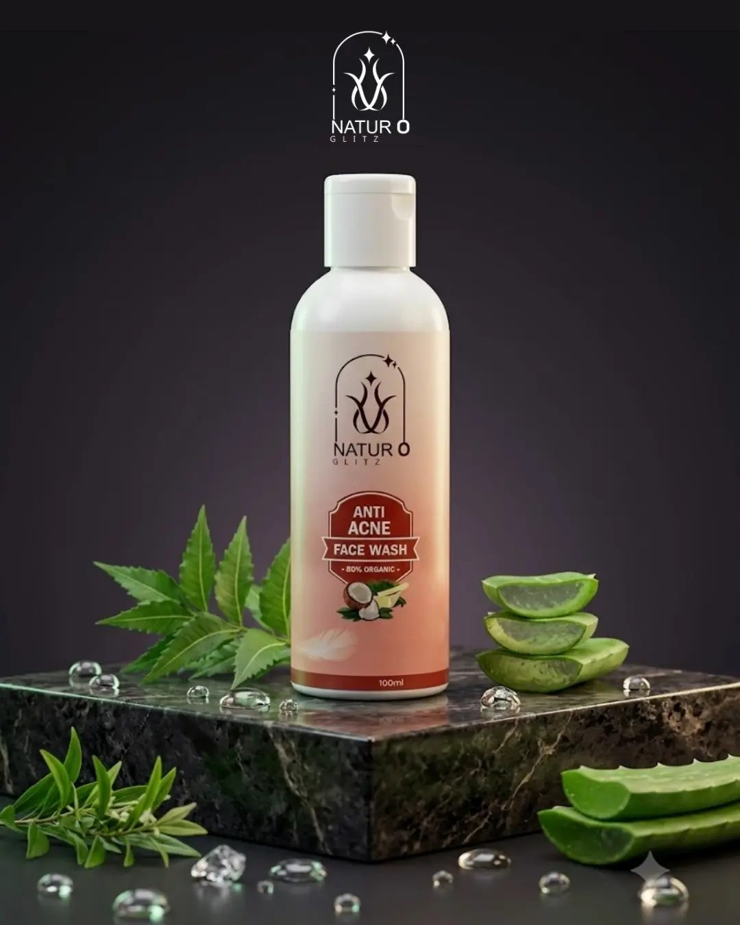 Best anti acne face wash in a bottle with neem leaves and aloe vera for blemish-prone skin.