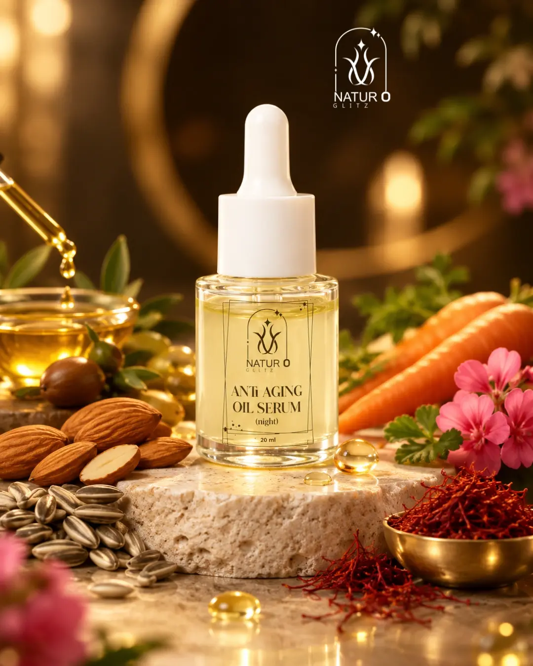 Best anti aging serum in a dropper bottle with nourishing botanical ingredients for nighttime skincare