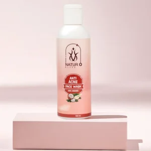 Natural glow face wash anti acne cleanser in premium skincare bottle packaging