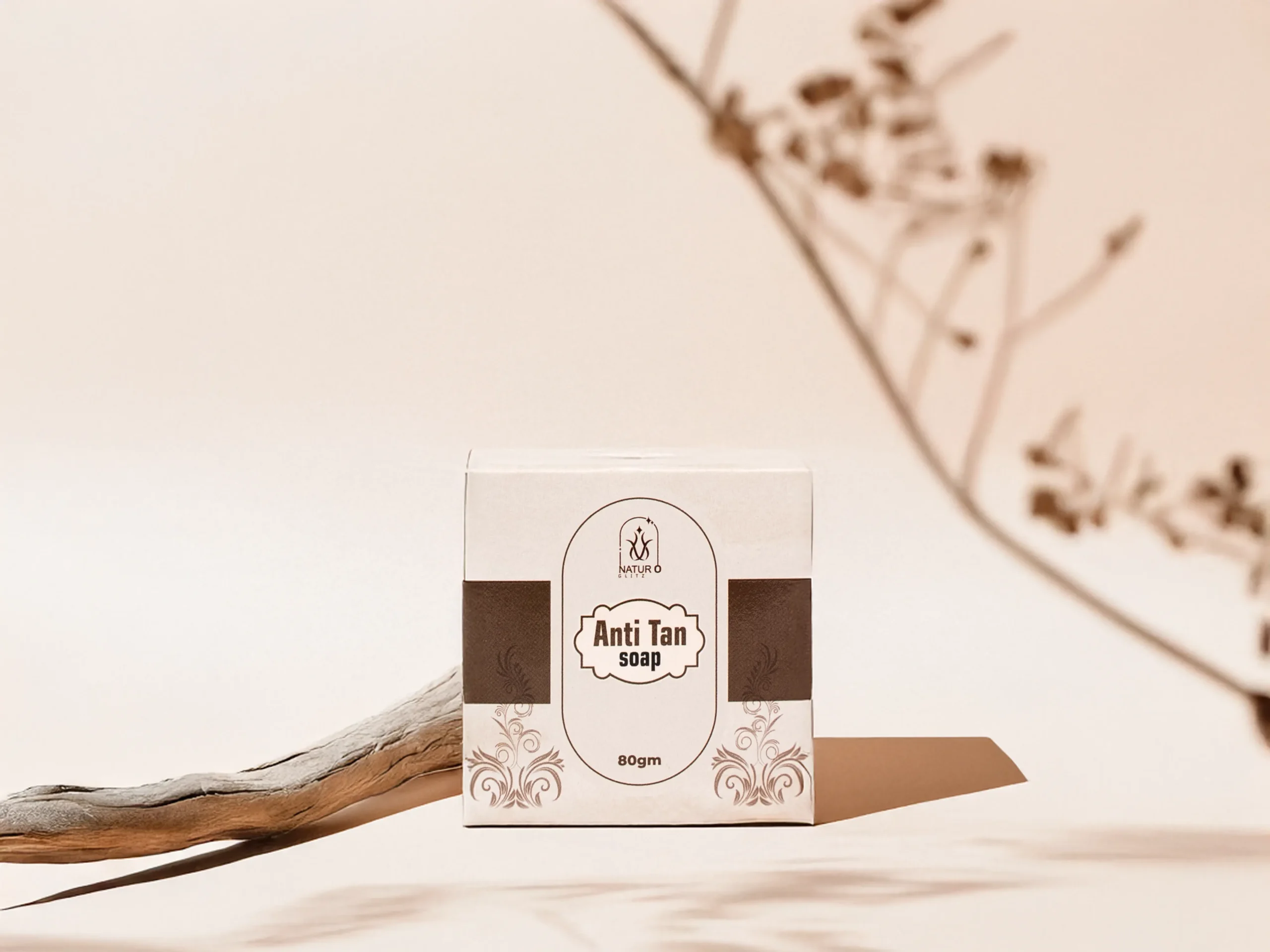Handmade organic soap product in minimal packaging with natural aesthetic background