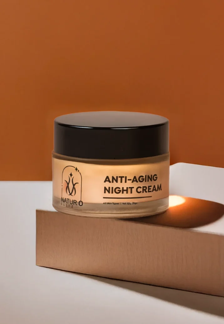 cosmetic manufacturers anti-aging night cream product in premium packaging
